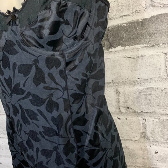 Vintage 80s Vanity Fair Floral Satin Teddy Shaper Bodysuit Lingerie - Picture 4 of 11